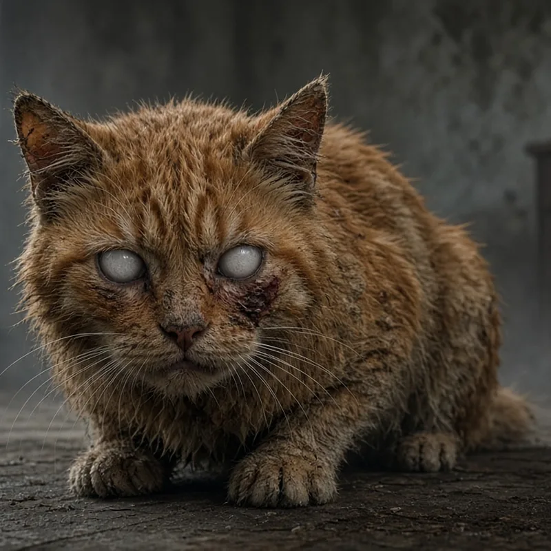 After: zombie version of the orange tabby cat