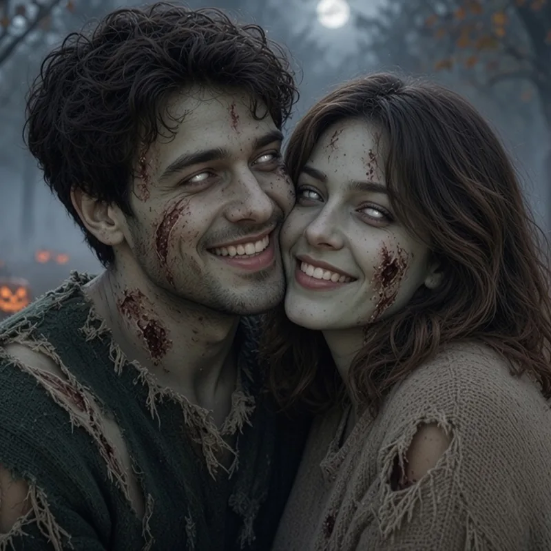 After: zombie transformation of the couple