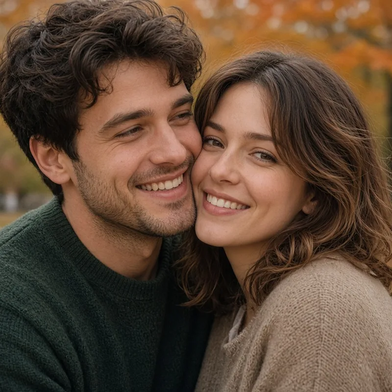 Before: AI-generated smiling couple outdoors